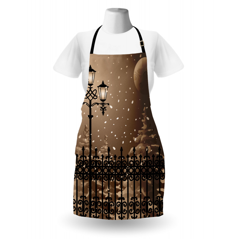 Snowy Moon Evening Apron