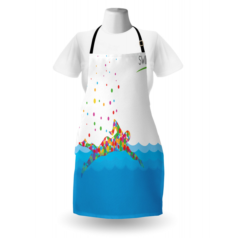 Deniz ve Okyanus Mutfak Önlüğü Rengarenk Yüzücü Desenli