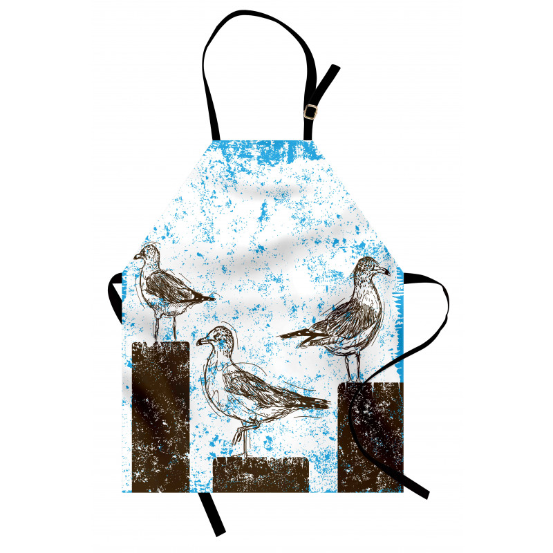 Grungy Sketch Seagulls Apron