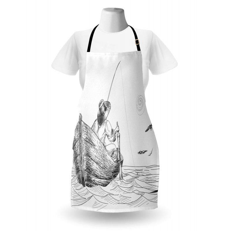 Fisherman on Boat Sketch Apron