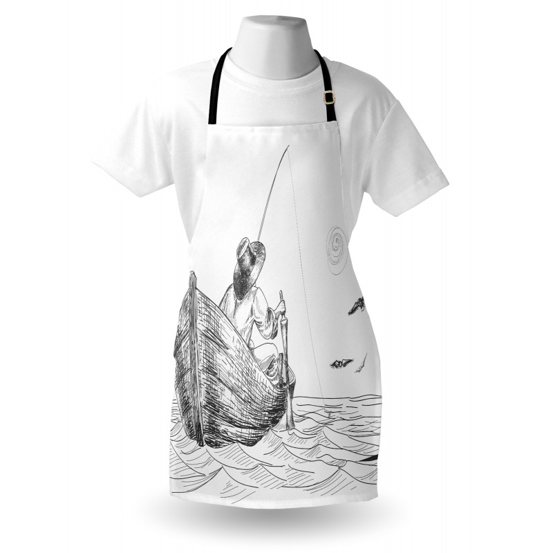 Fisherman on Boat Sketch Apron