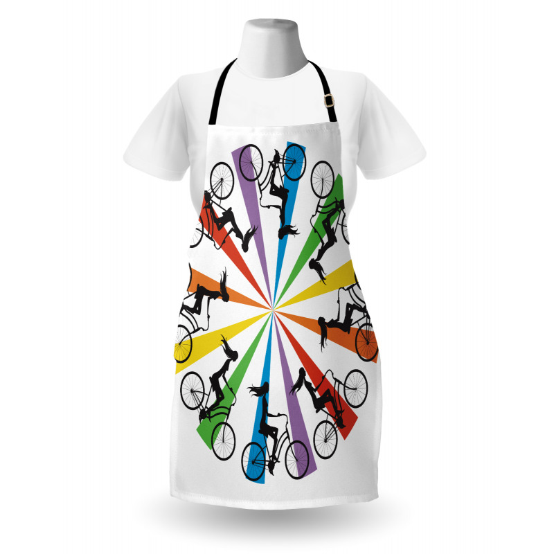 Lady on Bike Rainbow Apron