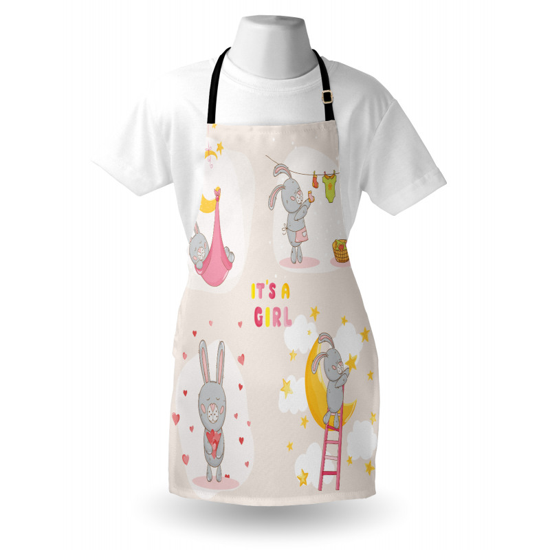 Çocuklar için Mutfak Önlüğü Sevimli Tavşan Desenli