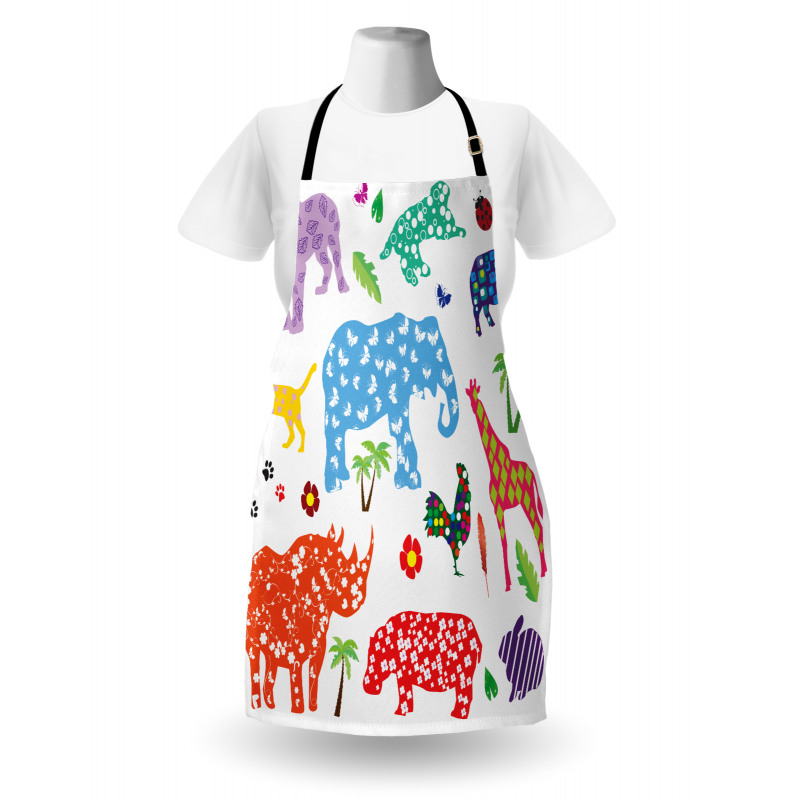 Wild Animals Floral Apron