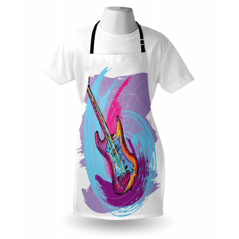 Hand Drawn Guitar Grunge Apron