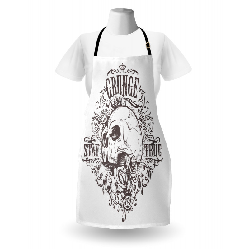 Skull Rose Grunge Apron