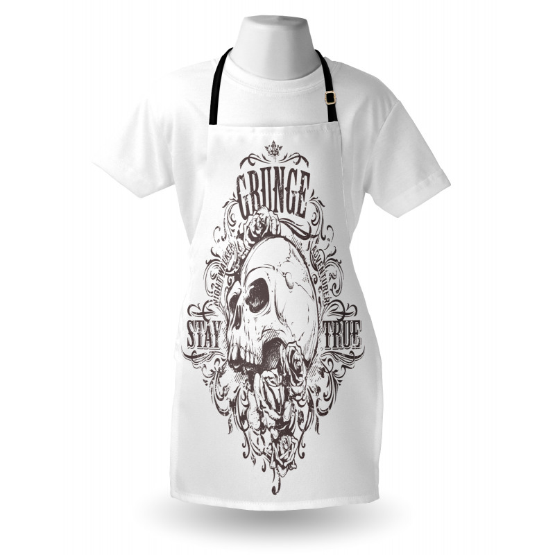 Skull Rose Grunge Apron