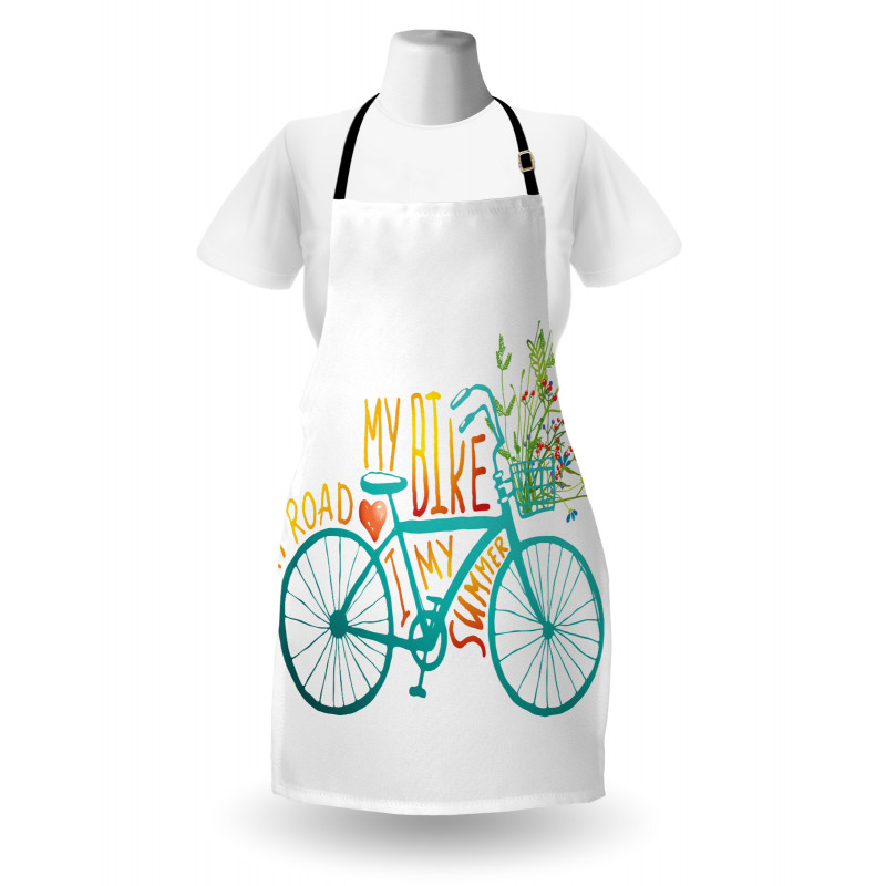 Blue Bike with Flowers Apron