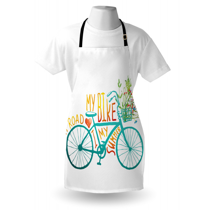 Blue Bike with Flowers Apron