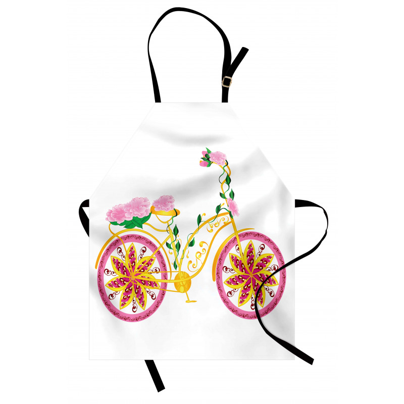 Pink Bike Floral Ornament Apron