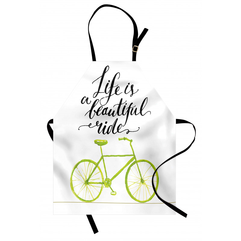 Motivasyonel Mutfak Önlüğü Yeşil Bisiklet Desenli