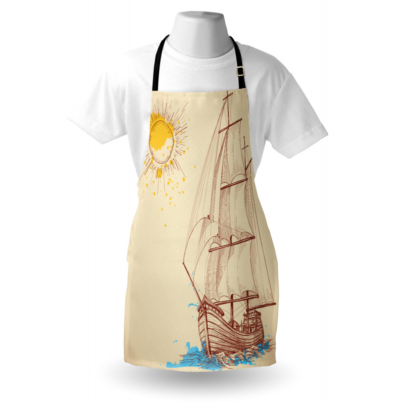 Boat in Windy Sea Sun Apron