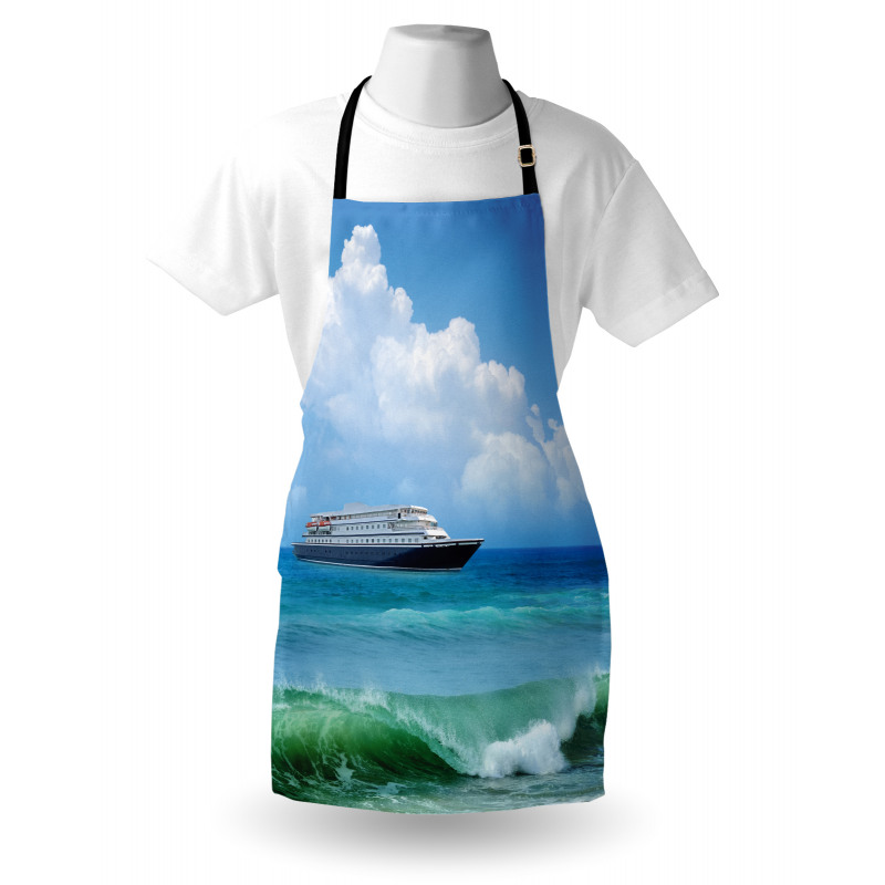 Egzotik Mutfak Önlüğü Bulutlar Deniz ve Büyük Gemi Desenli
