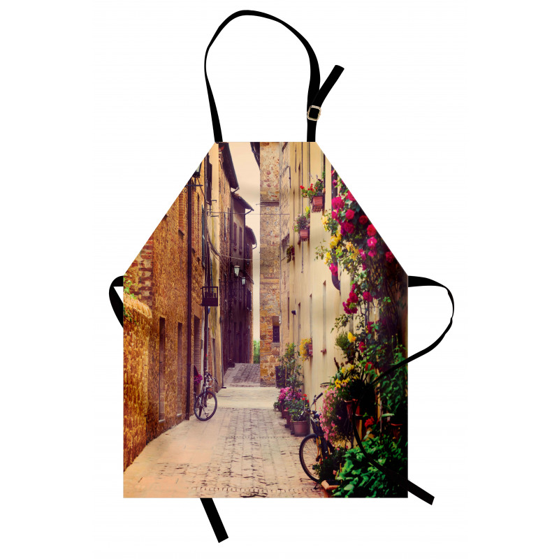 Street in Italy Flowers Apron