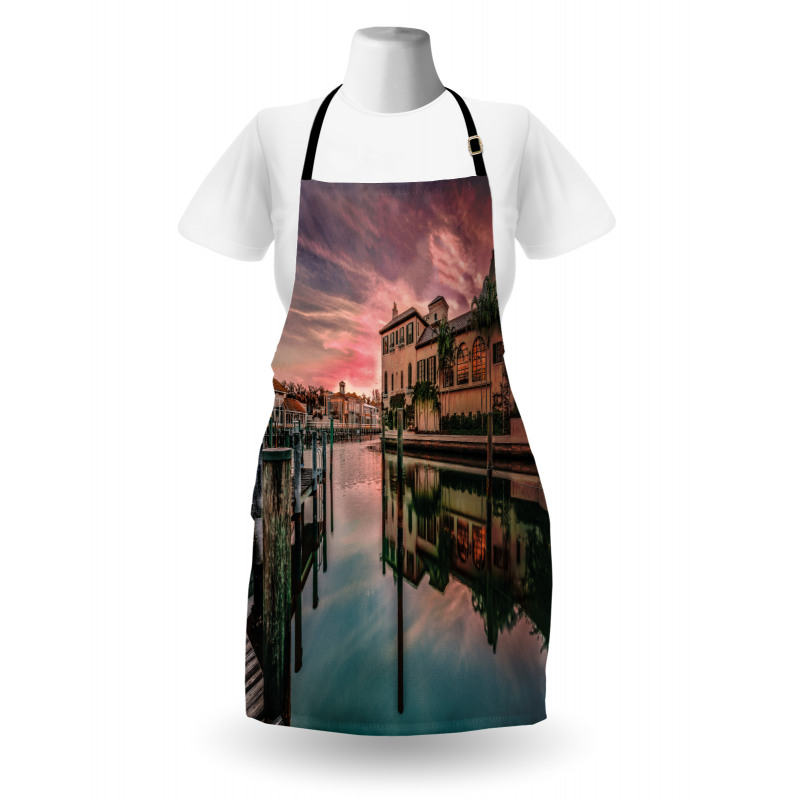 Manzara Mutfak Önlüğü Venedik Kanalında Gün Doğumu