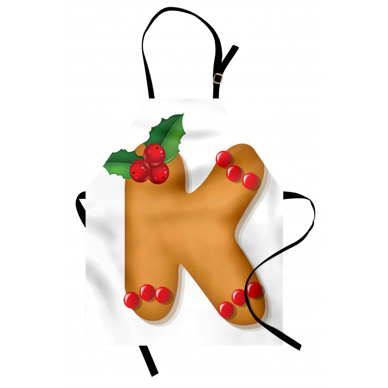 Noel Mutfak Önlüğü K Harfi Modelinde Kukuletalı Kurabiye Motifi