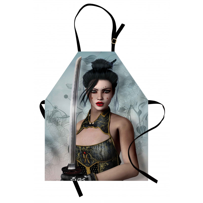 Asian Lady Samurai Apron