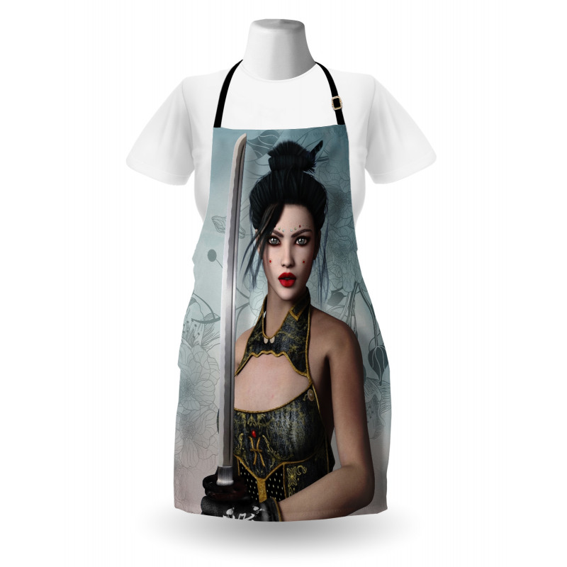 Asian Lady Samurai Apron