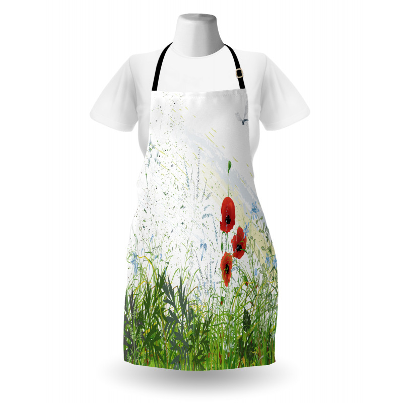 Red Poppies Dragonfly Apron