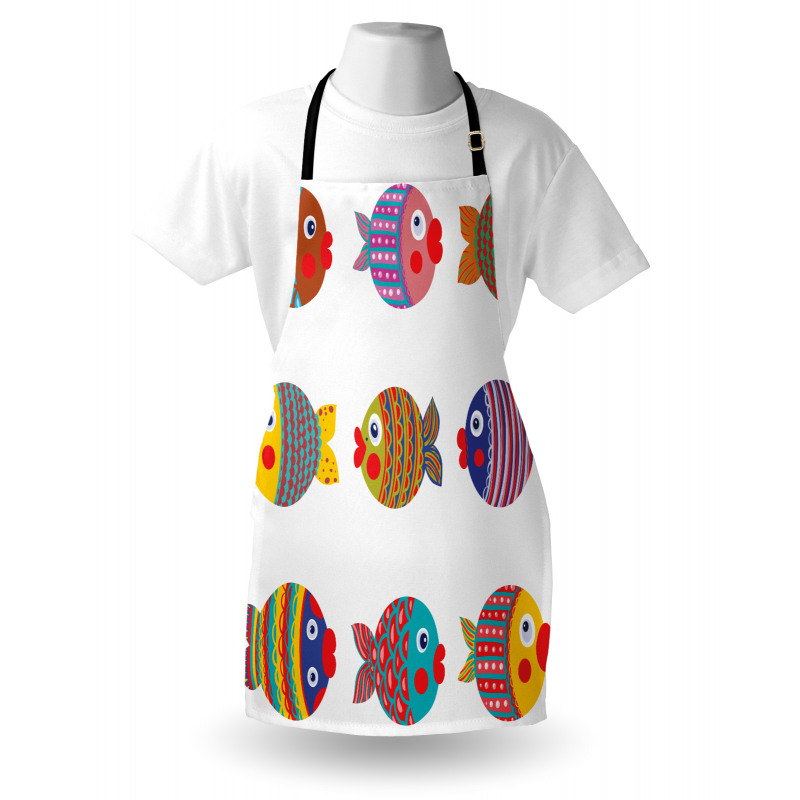 Folkloric Fish Family Apron