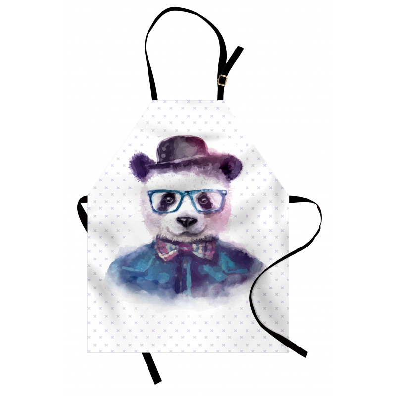 Hipster Panda with Tie Apron