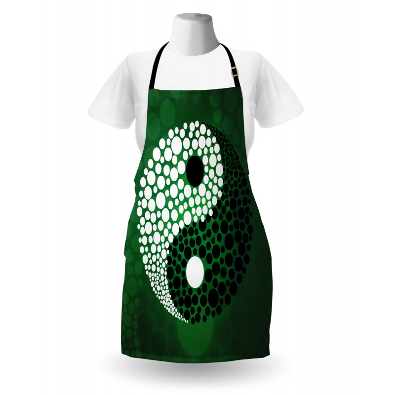 Semboller Mutfak Önlüğü Yeşil Fon Yin Yang