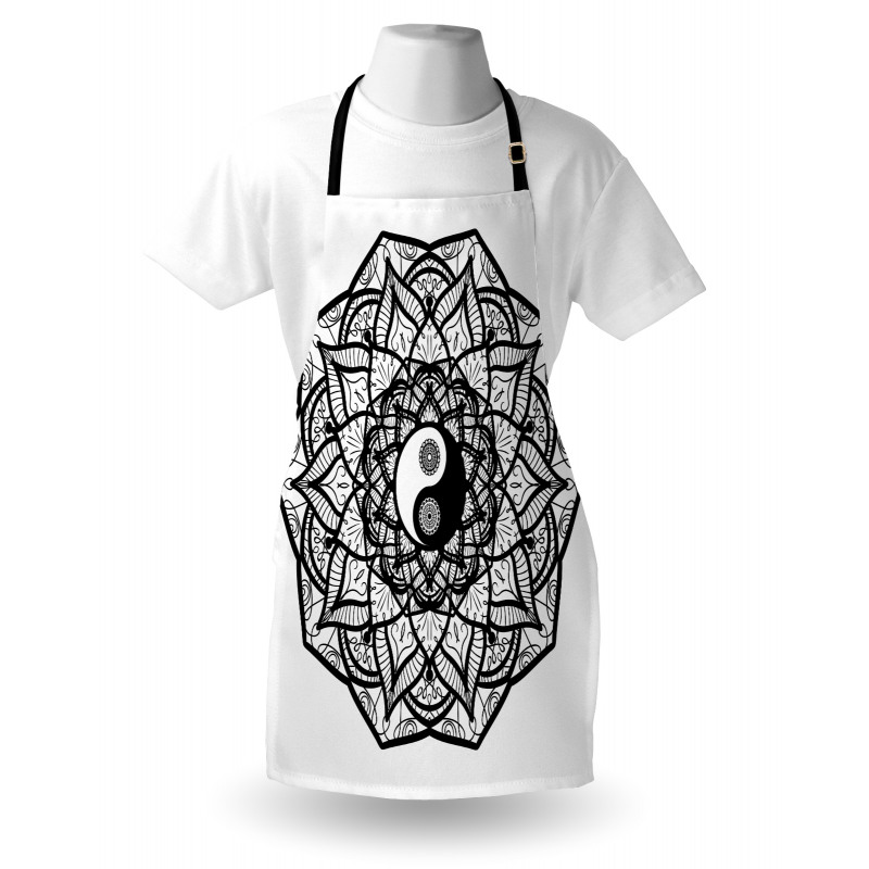 Ying Yang Black White Apron