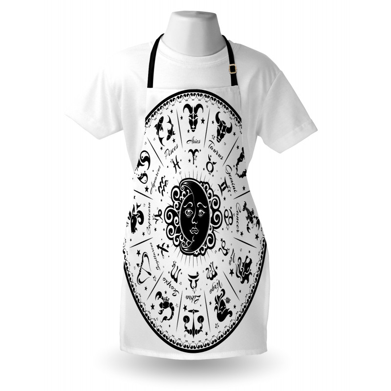 Black White Zodiac Apron