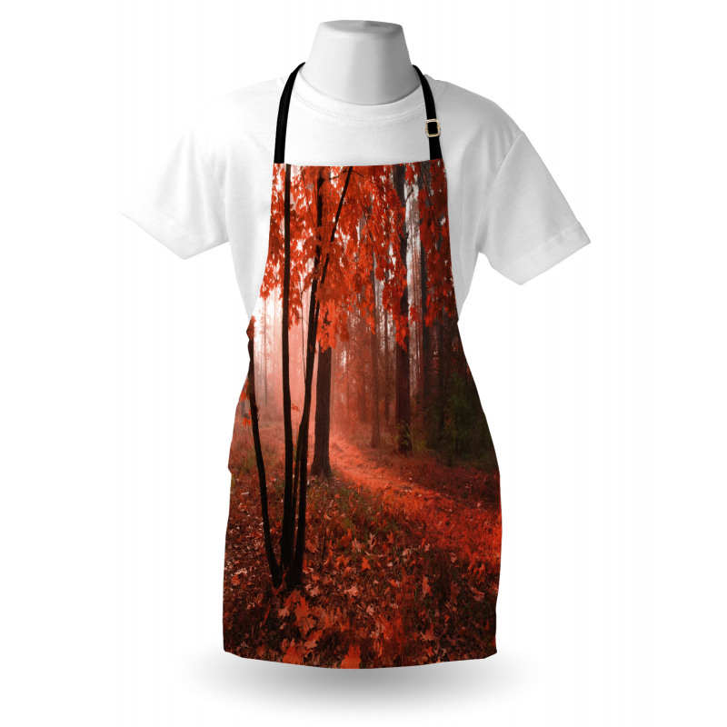 Misty Forest Leaves Orange Apron