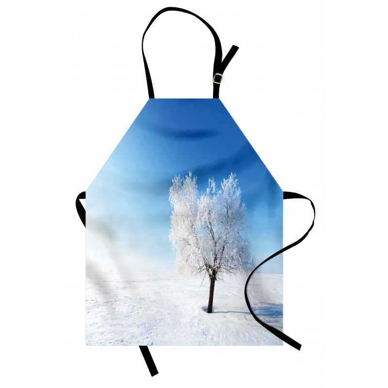 Snow Covered Alone Tree Apron