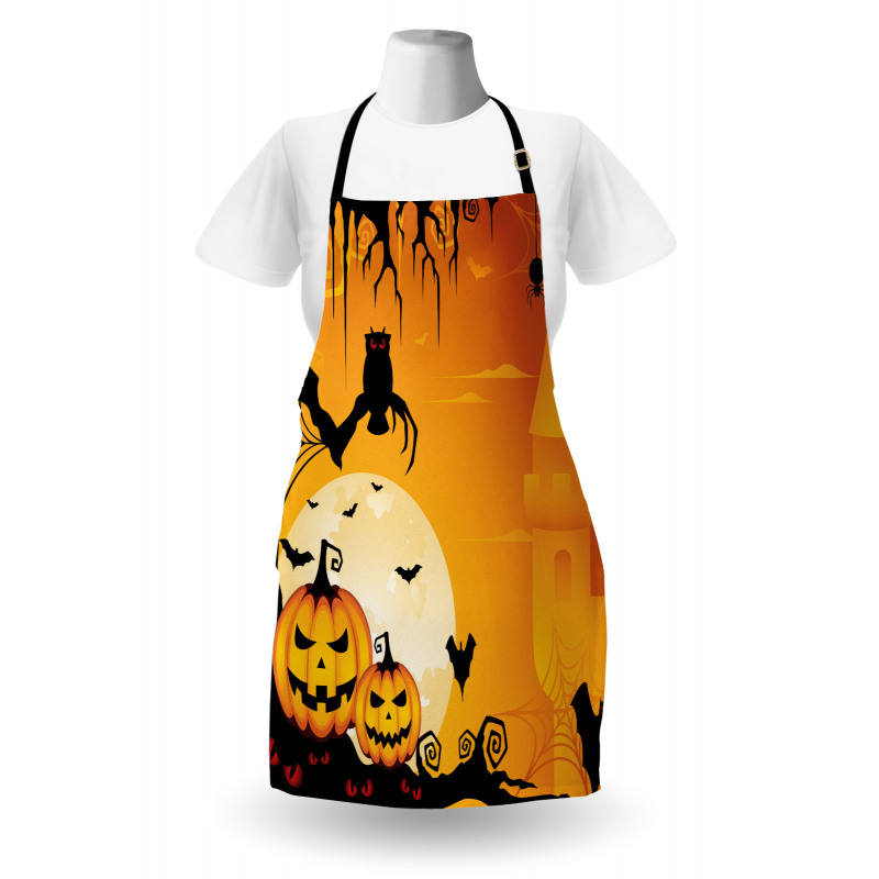 Spooky Pumkins Owl Art Apron