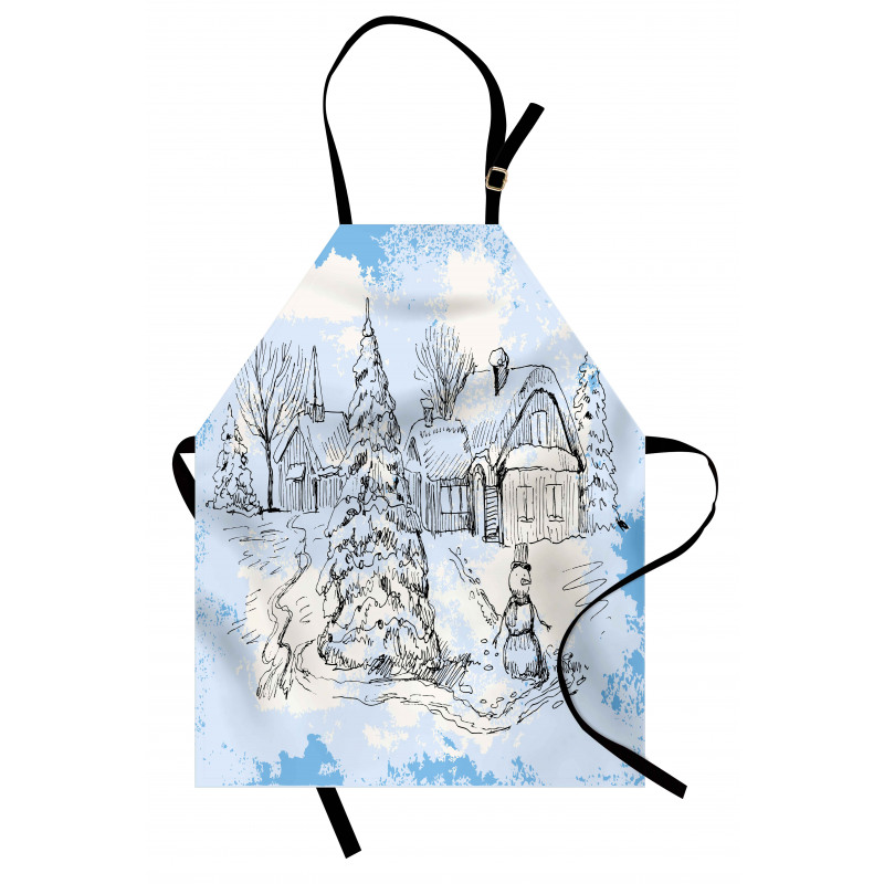 Sketchy Cold Snowy Scene Apron