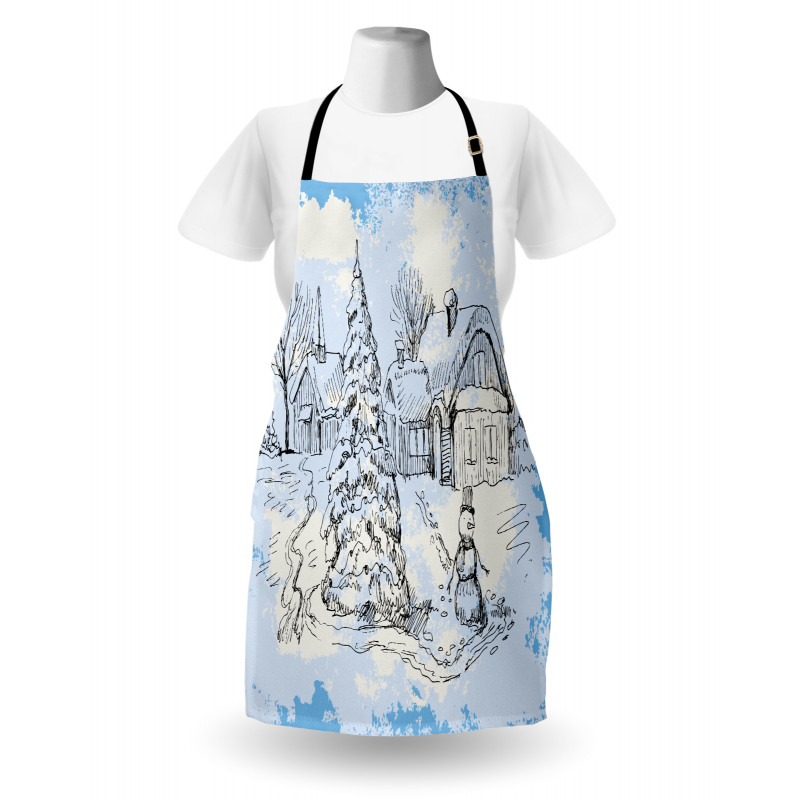 Sketchy Cold Snowy Scene Apron