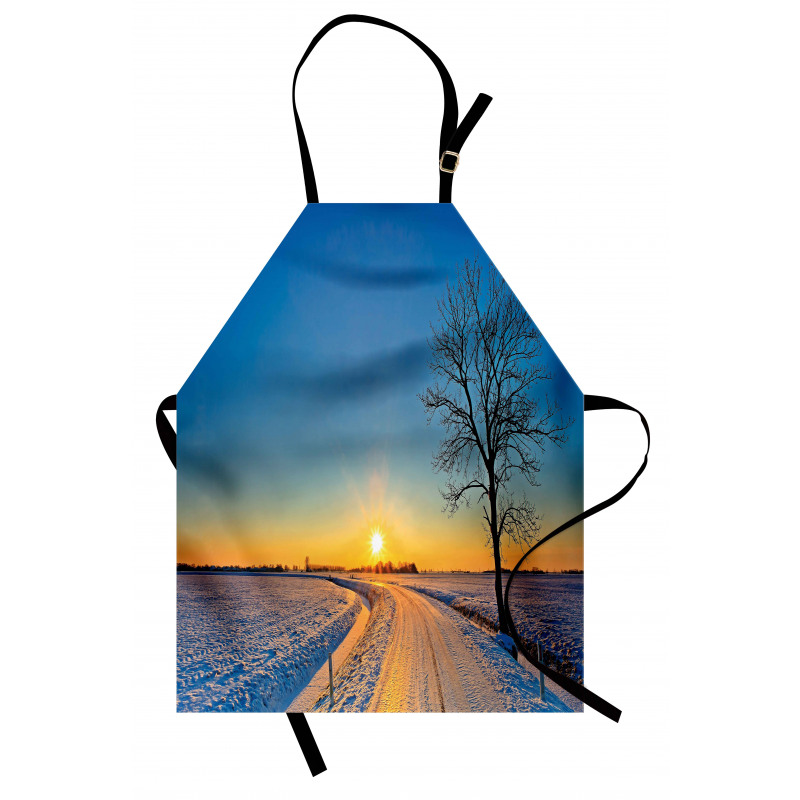 Winter Sunset Scene Tree Apron