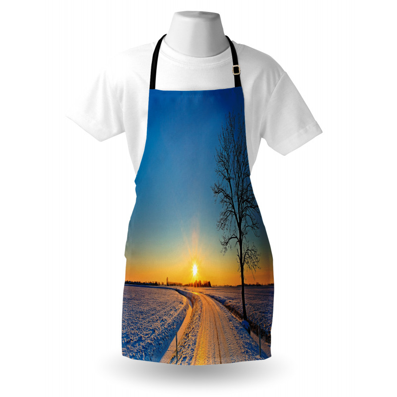 Winter Sunset Scene Tree Apron