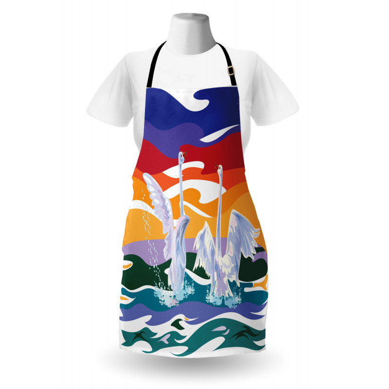 Happy Swan Couple Love Apron