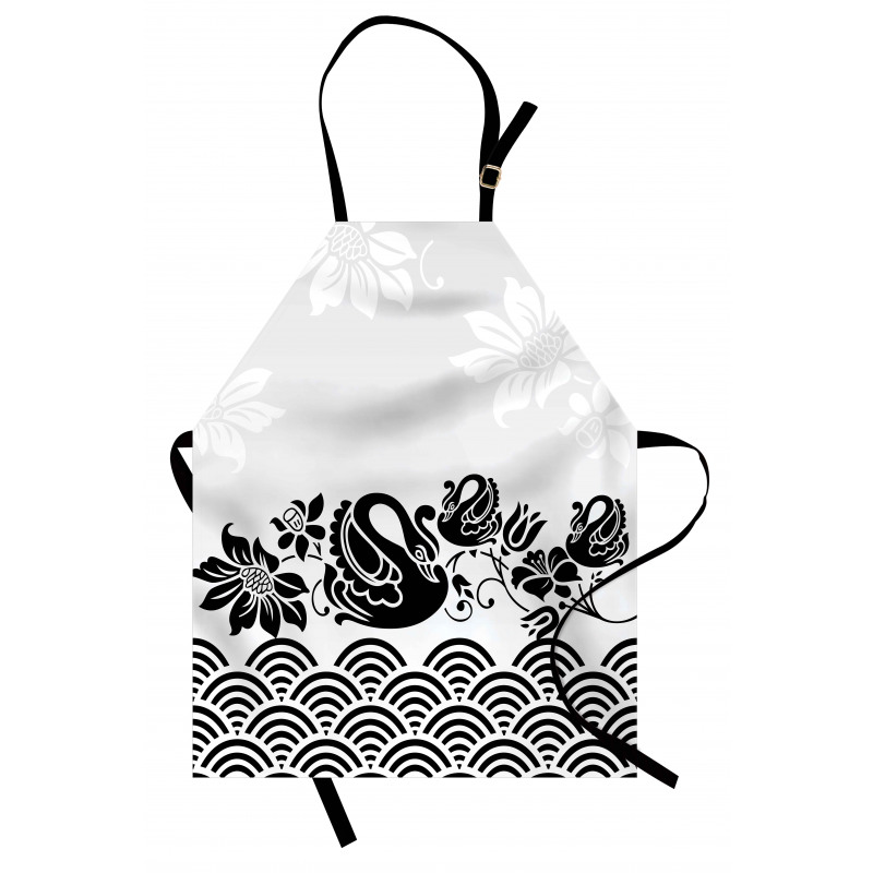 Black Swans and Flowers Apron