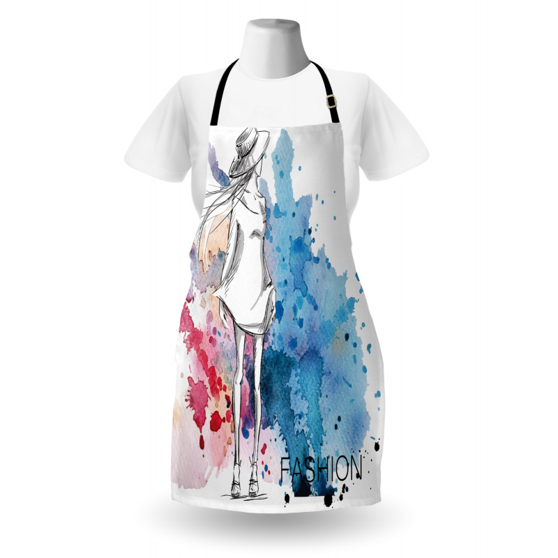 Insanlar Mutfak Önlüğü Elbiseli Kız Desenli