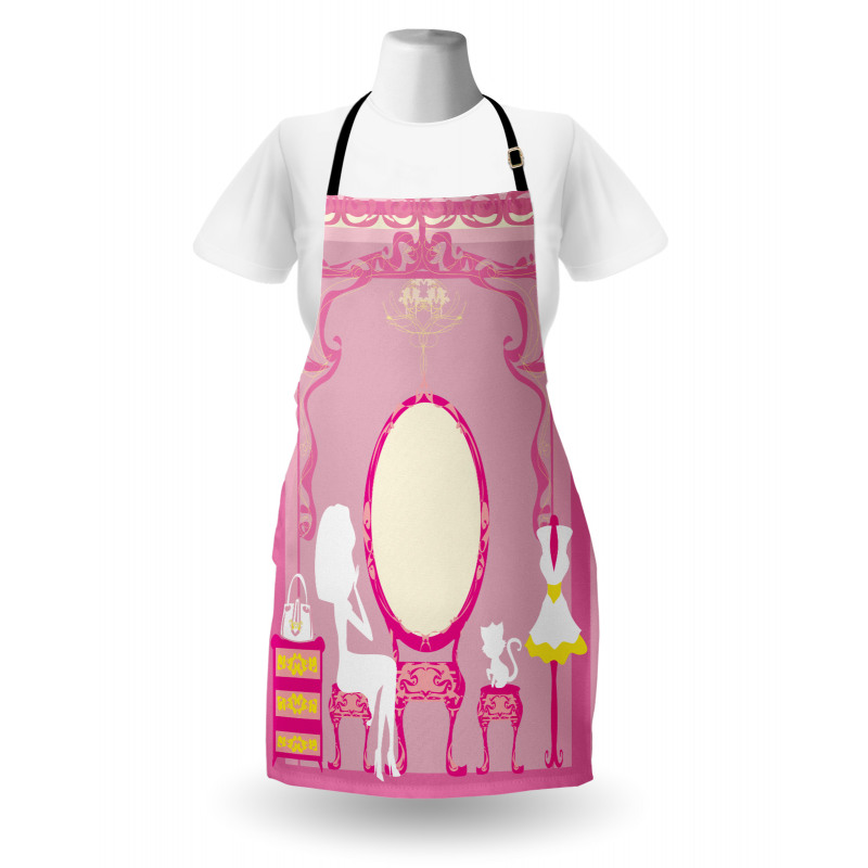 French Lady Cat Mirror Apron