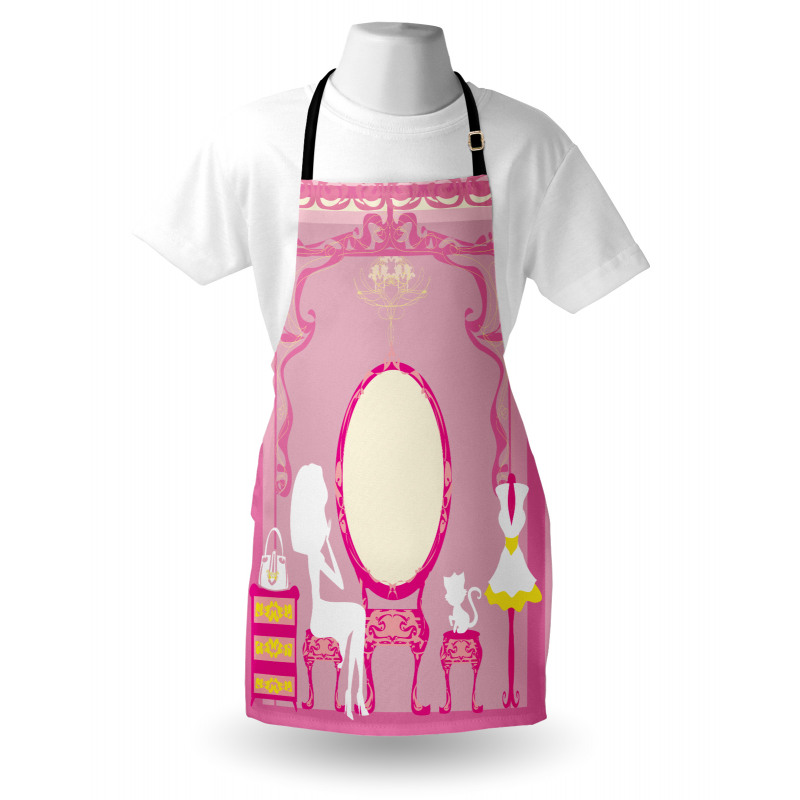 French Lady Cat Mirror Apron