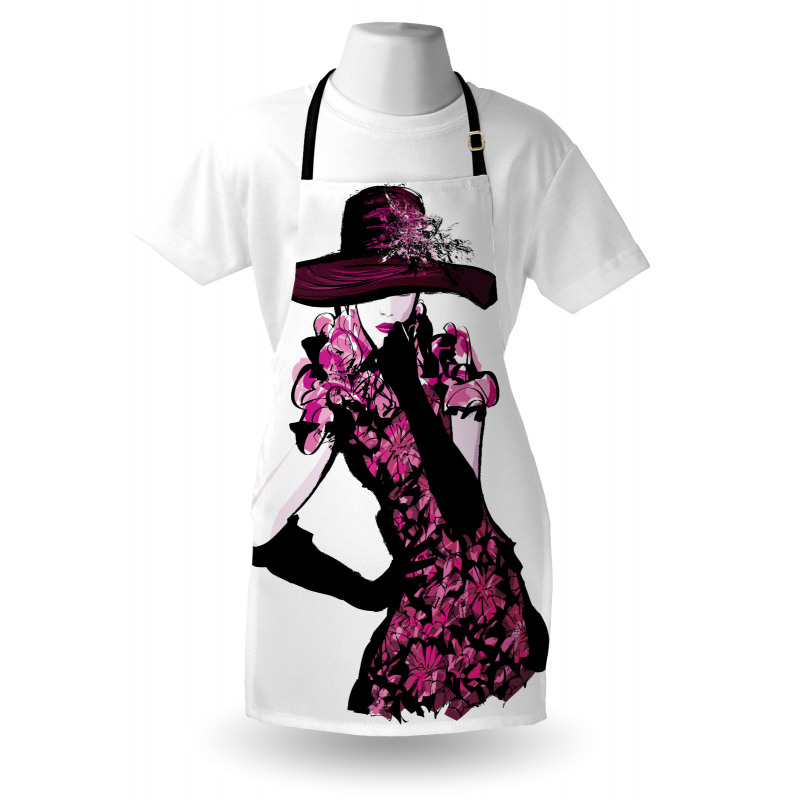 Woman in Floral Dress Apron