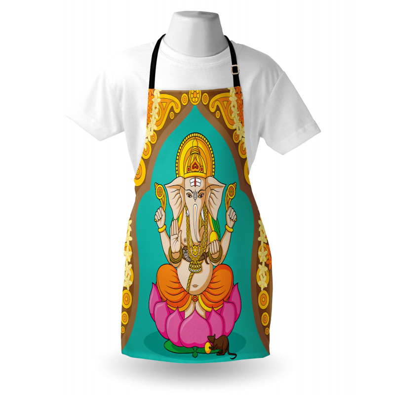 Elephant Figure Orient Lotus Apron