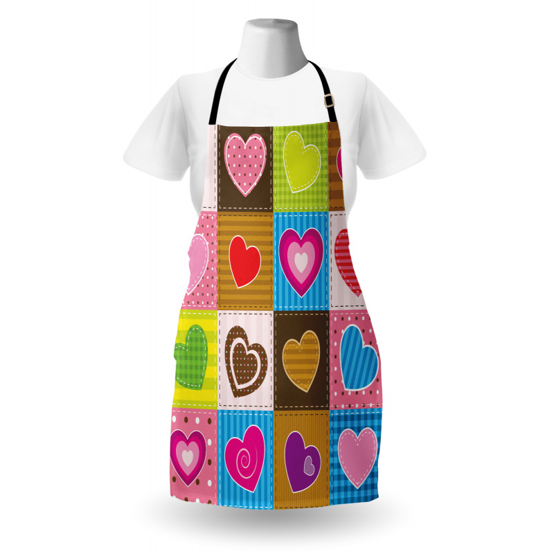Rengarenk Mutfak Önlüğü Kalp Desenli