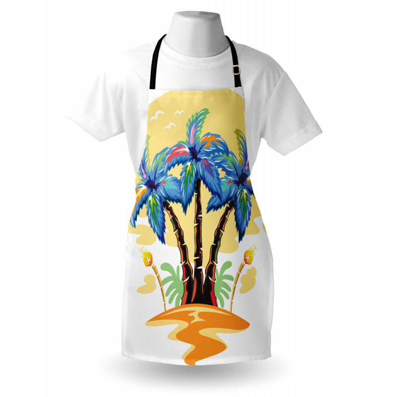Tropikal Mutfak Önlüğü Palmiye Desenli