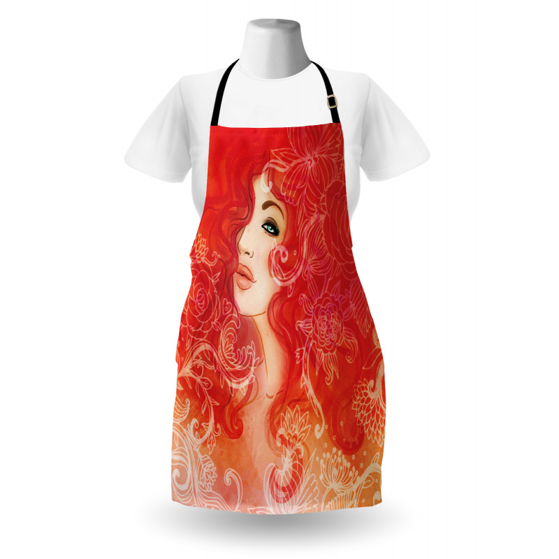 Lady Hair Floral Ornament Apron