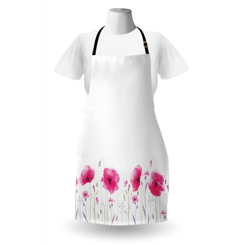 Pink Poppy Flowers Art Apron