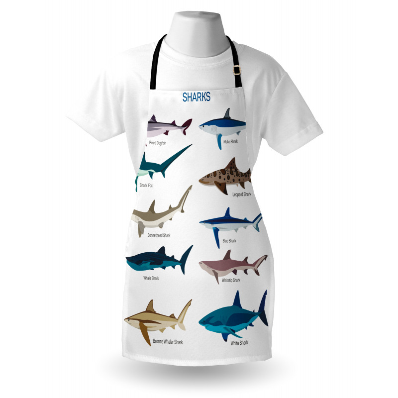 Cartoon Shark Types Wild Apron