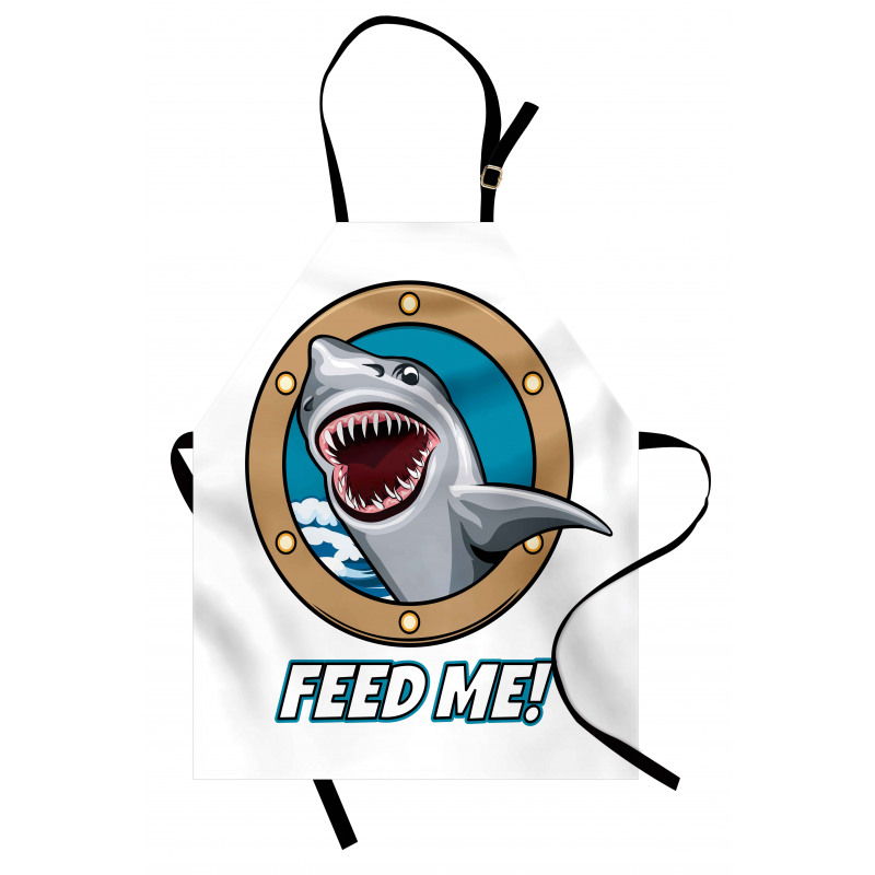 Hayvan Deseni Mutfak Önlüğü Acıkmış Köpek Balığı