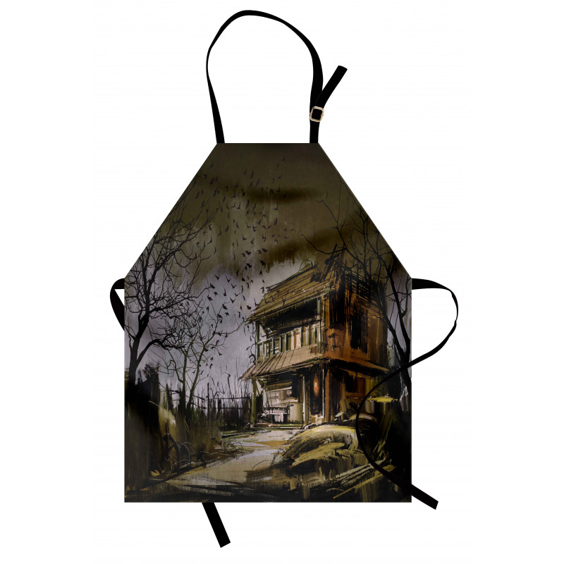 Wooden Haunted House Apron