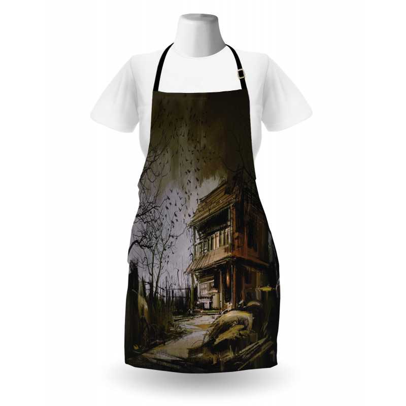 Wooden Haunted House Apron